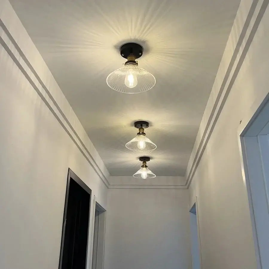 Modern nordic black & brass clear glass led ceiling lamp kitchen