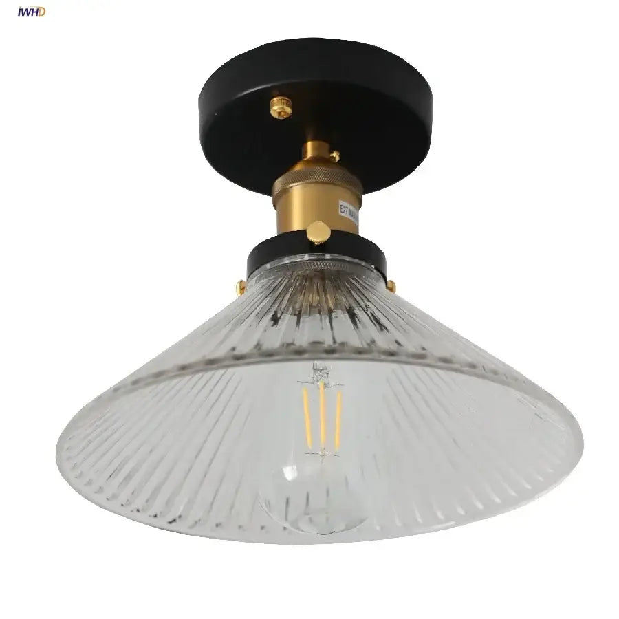 Modern nordic black & brass clear glass led ceiling lamp kitchen