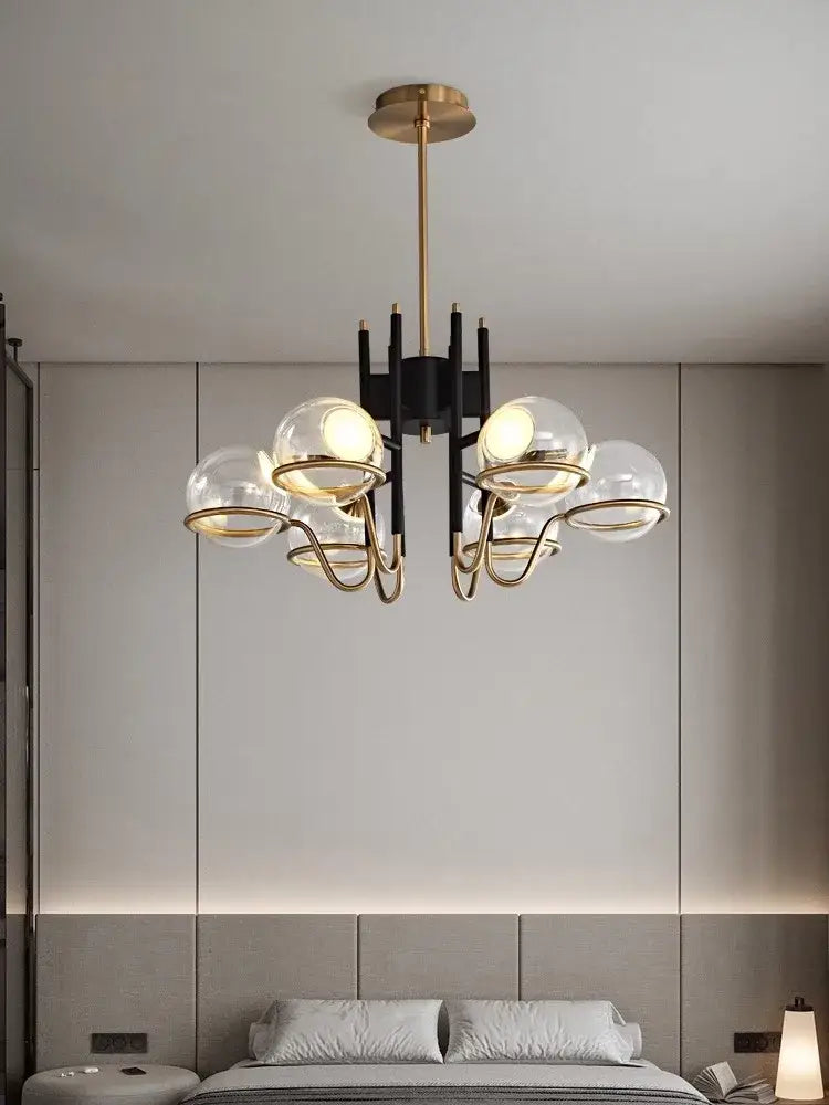 Modern nordic black & gold clear glass ball pendant light