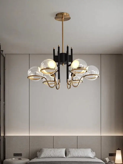 Modern nordic black & gold clear glass ball pendant light