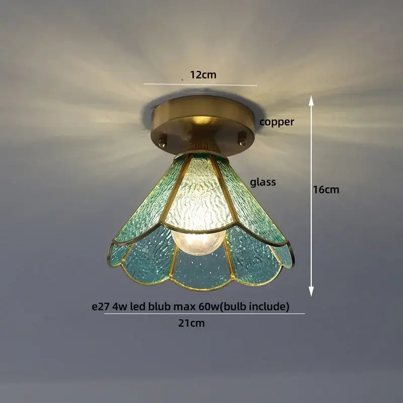Modern nordic brass and diamond glass led ceiling light bedroom