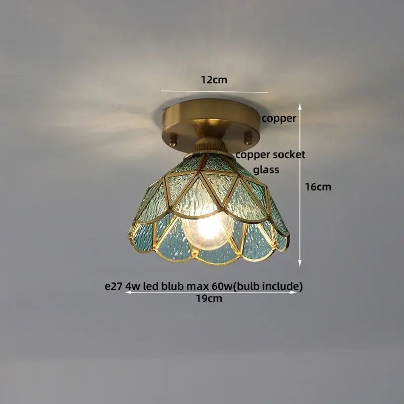 Modern nordic brass and diamond glass led ceiling light bedroom