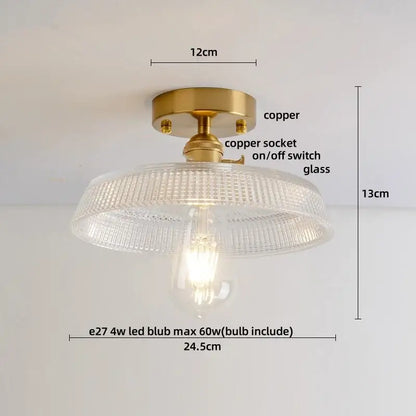 Modern nordic brass and diamond glass led ceiling light bedroom