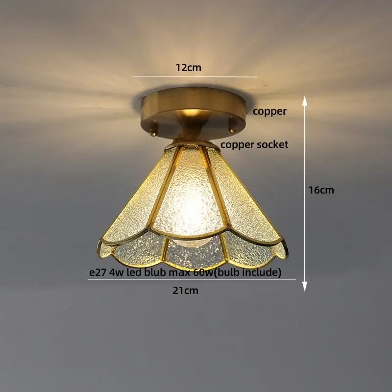 Modern nordic brass and diamond glass led ceiling light bedroom