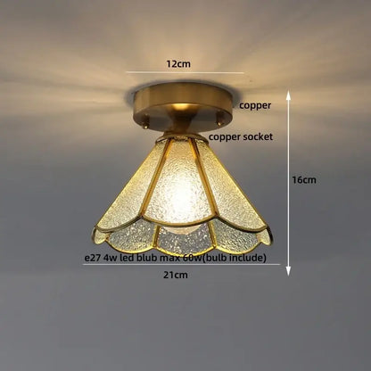 Modern nordic brass and diamond glass led ceiling light bedroom