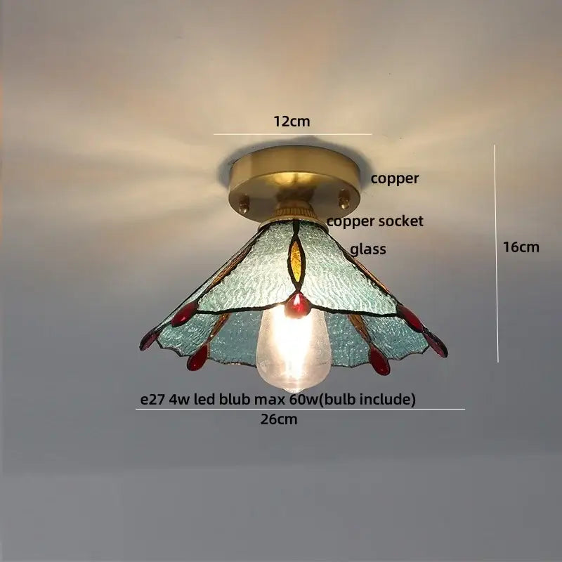 Modern nordic brass and diamond glass led ceiling light bedroom