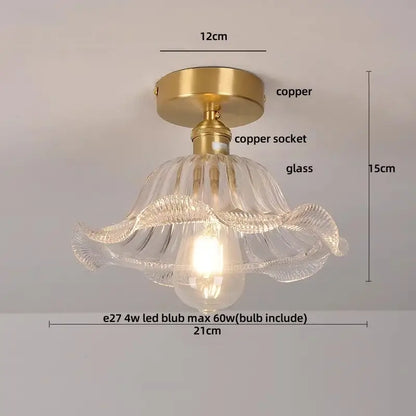 Modern nordic brass and diamond glass led ceiling light bedroom