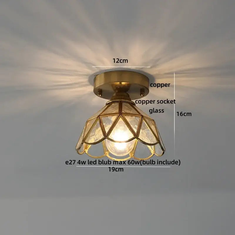 Modern nordic brass and diamond glass led ceiling light bedroom