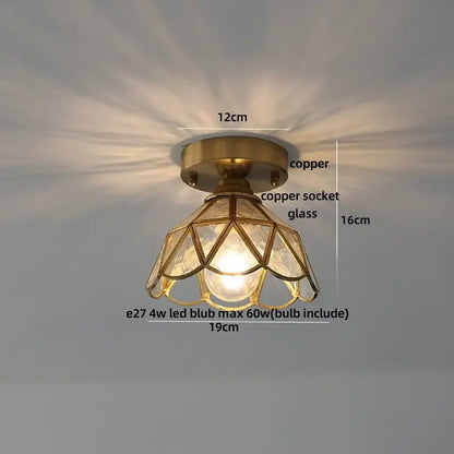 Modern nordic brass and diamond glass led ceiling light bedroom