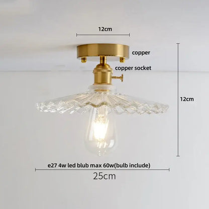 Modern nordic brass and diamond glass led ceiling light bedroom