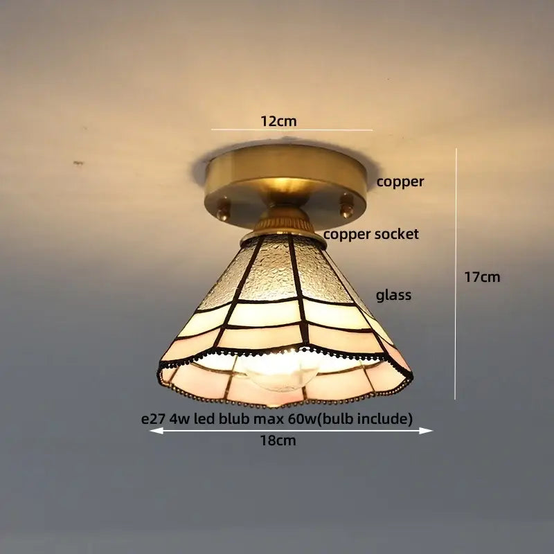 Modern nordic brass and diamond glass led ceiling light bedroom