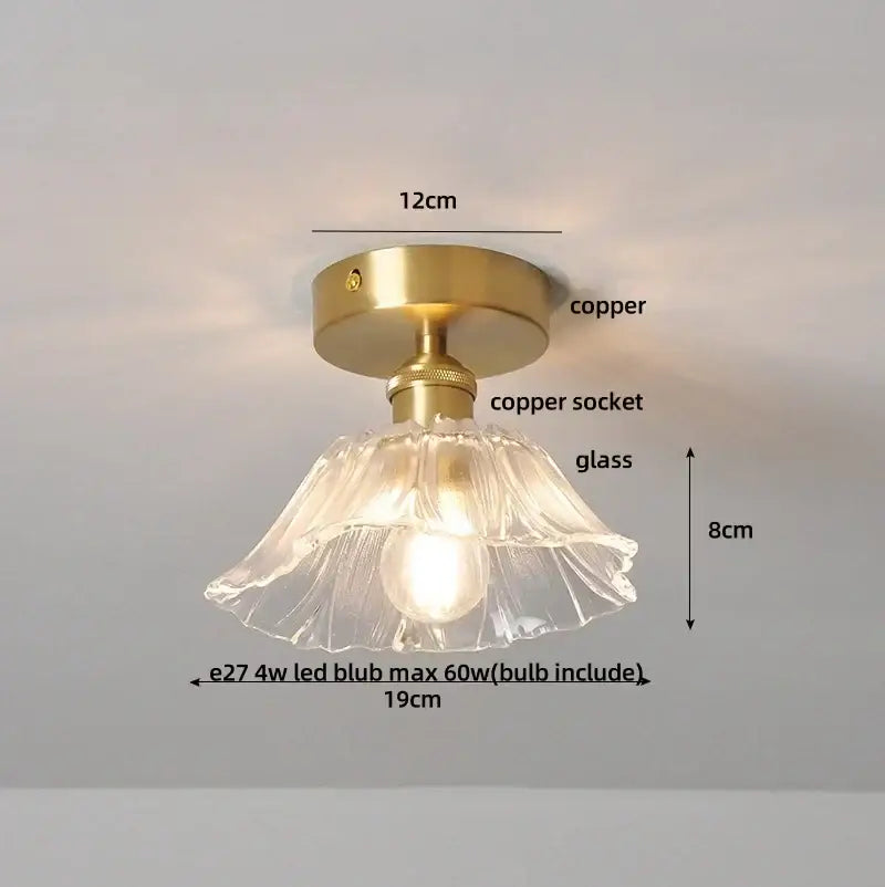 Modern nordic brass and diamond glass led ceiling light bedroom