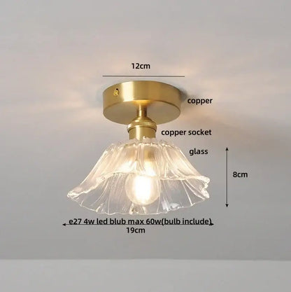 Modern nordic brass and diamond glass led ceiling light bedroom