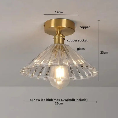 Modern nordic brass and diamond glass led ceiling light bedroom