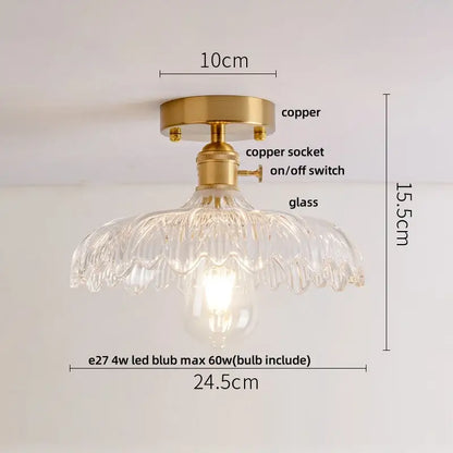 Modern nordic brass and diamond glass led ceiling light bedroom