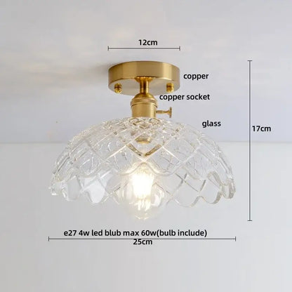 Modern nordic brass and diamond glass led ceiling light bedroom