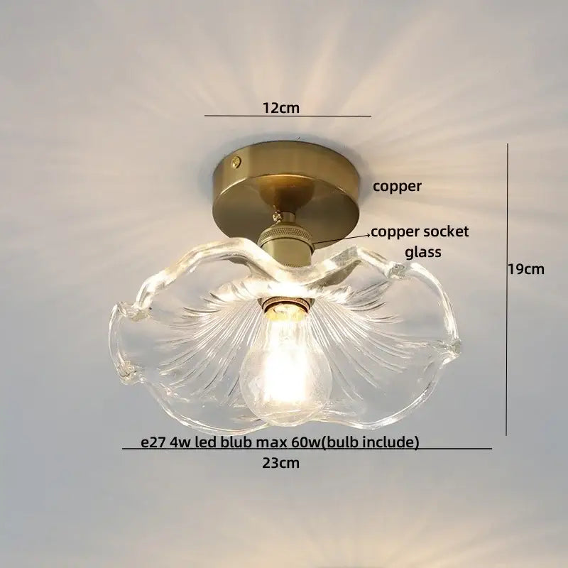 Modern nordic brass and diamond glass led ceiling light bedroom
