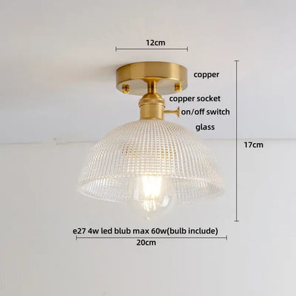 Modern nordic brass and diamond glass led ceiling light bedroom