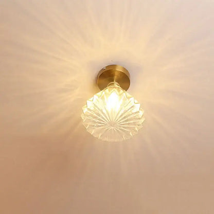 Modern nordic brass and diamond glass led ceiling light bedroom