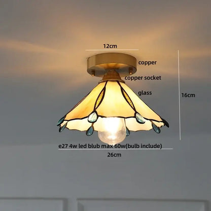 Modern nordic brass and diamond glass led ceiling light bedroom