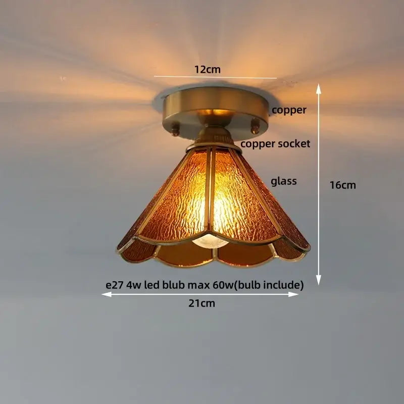 Modern nordic brass and diamond glass led ceiling light bedroom