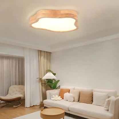 Modern nordic cloud shape wooden ceiling light for bedroom