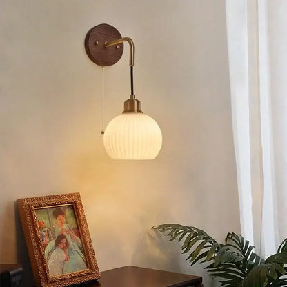Modern nordic copper adjustable led wall light bedroom glass globe