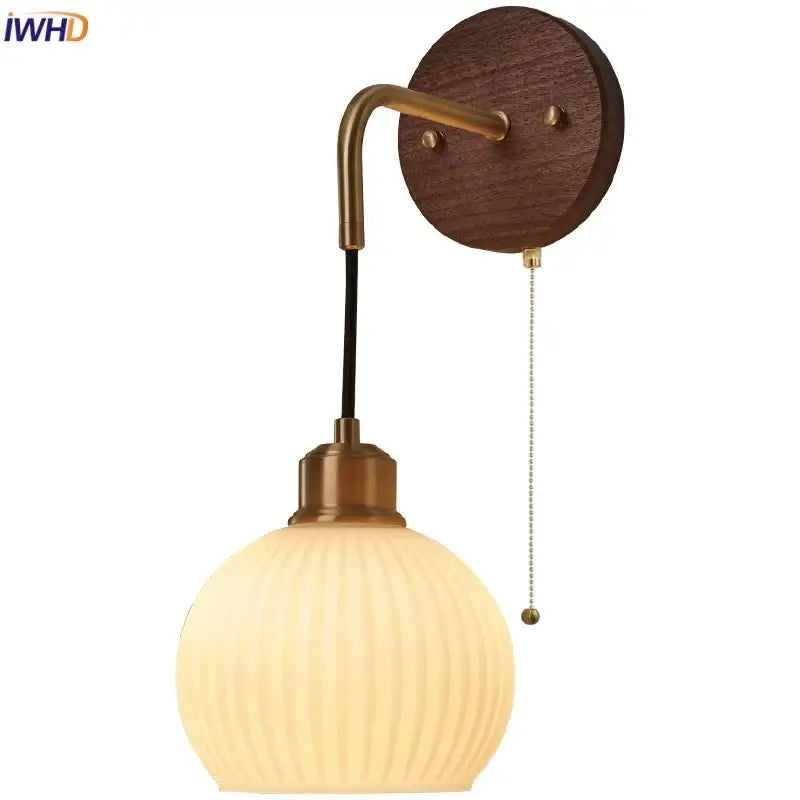 Modern nordic copper adjustable led wall light bedroom glass globe
