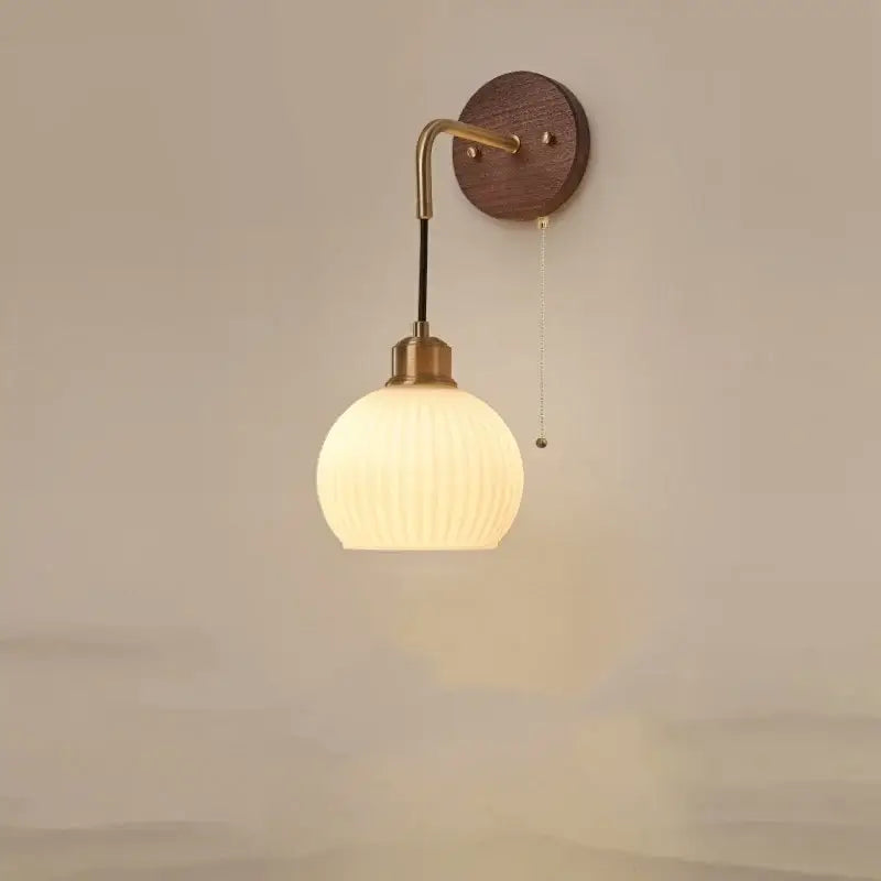 Modern nordic copper adjustable led wall light bedroom glass globe