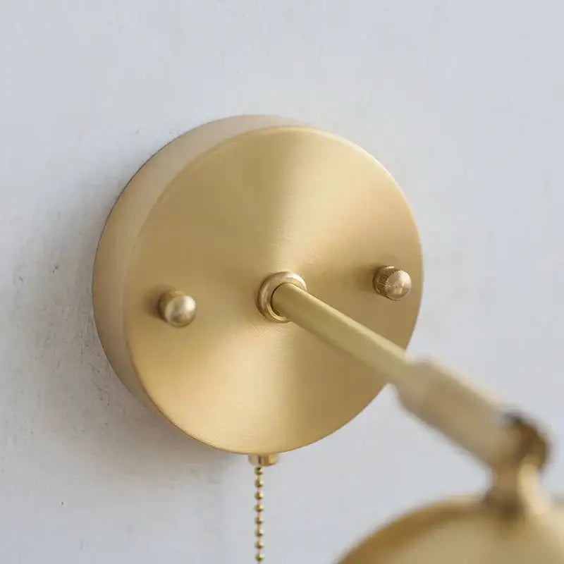 Modern nordic copper wall light bedroom sconce with pull chain switch