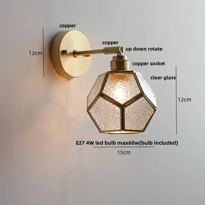 Modern nordic copper wall light bedroom sconce with pull chain switch
