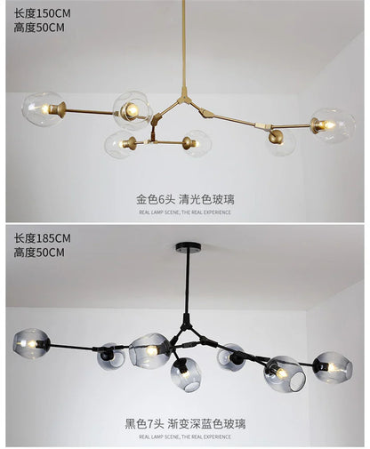 DecorBites™ Modern Nordic Glass Chandeliers LED Ceiling Lamps