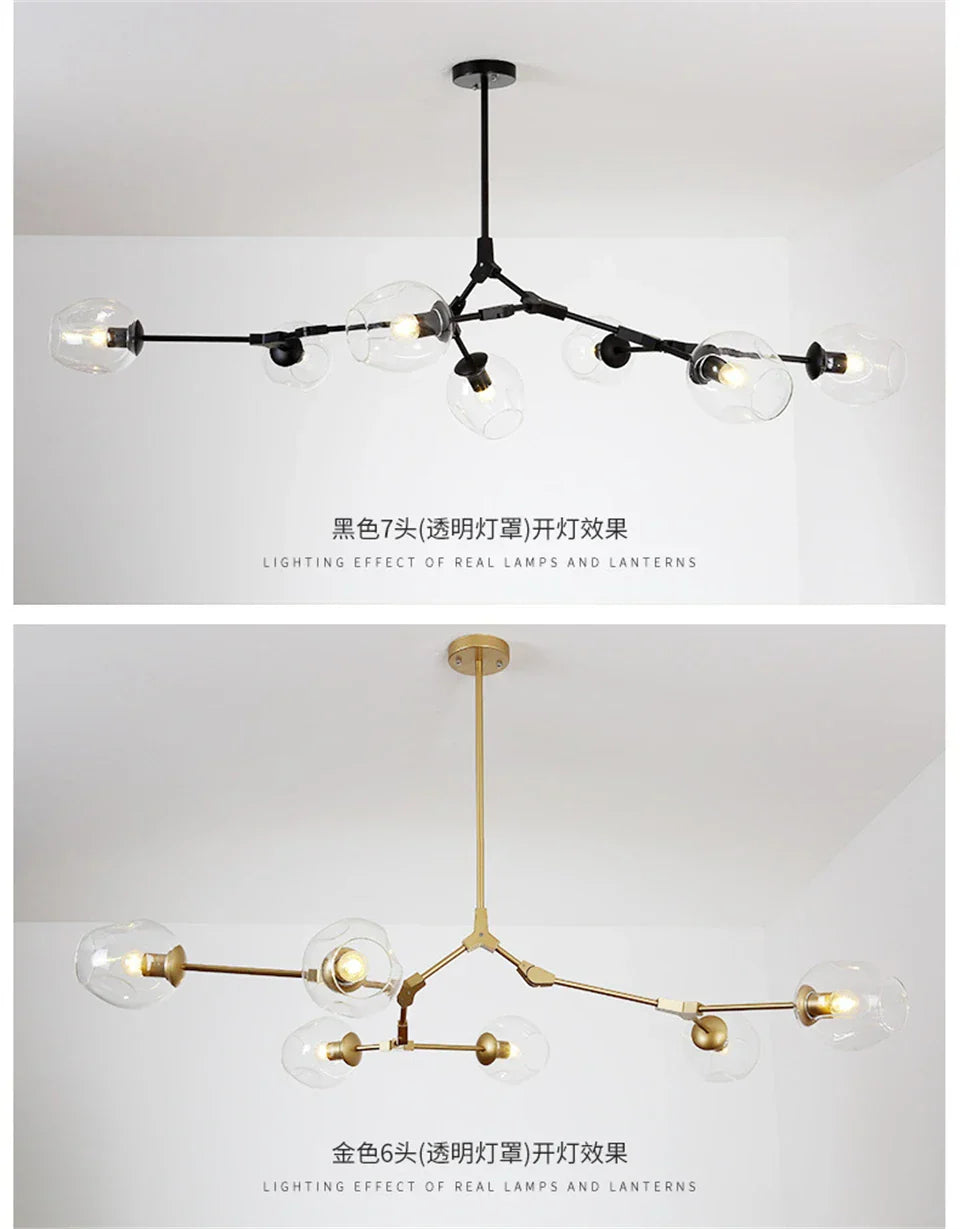 DecorBites™ Modern Nordic Glass Chandeliers LED Ceiling Lights