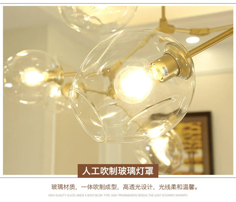 DecorBites™ Modern Nordic Glass Chandeliers LED Ceiling Lights