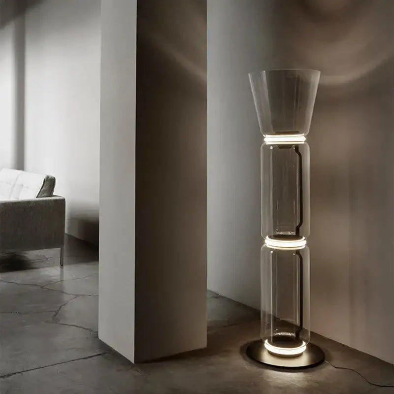 Modern nordic glass shade led floor lamp living room tiered light