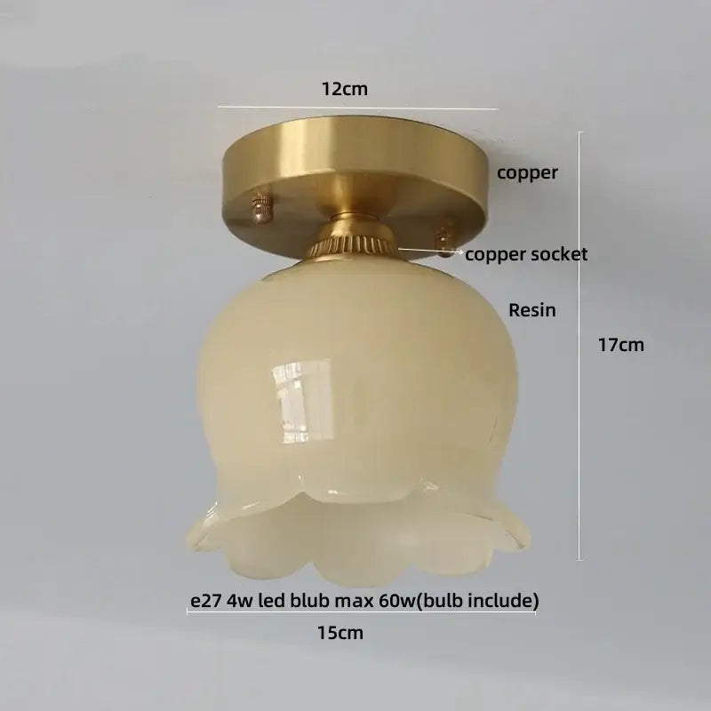 Modern nordic gold glass flower led ceiling lights for bedroom