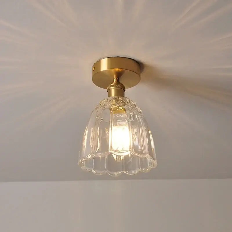 Modern nordic gold glass flower led ceiling lights for bedroom