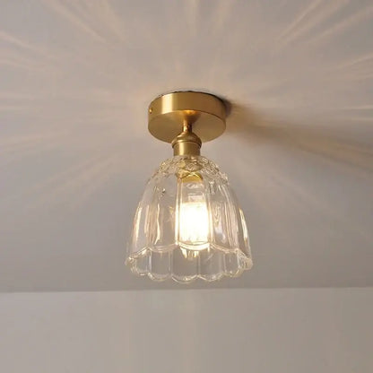 Modern nordic gold glass flower led ceiling lights for bedroom