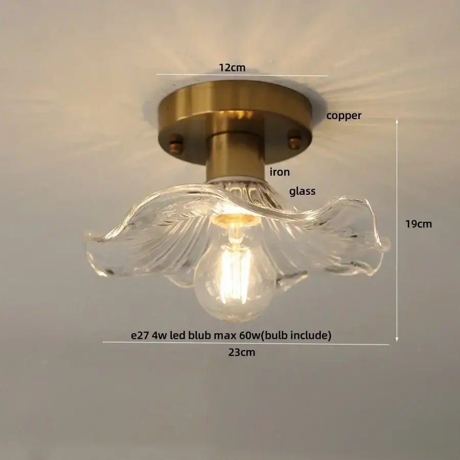 Modern nordic gold glass flower led ceiling lights for bedroom