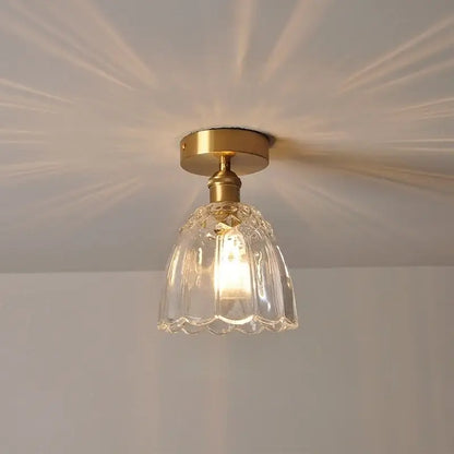 Modern nordic gold glass flower led ceiling lights for bedroom