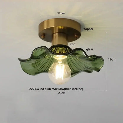 Modern nordic gold glass flower led ceiling lights for bedroom