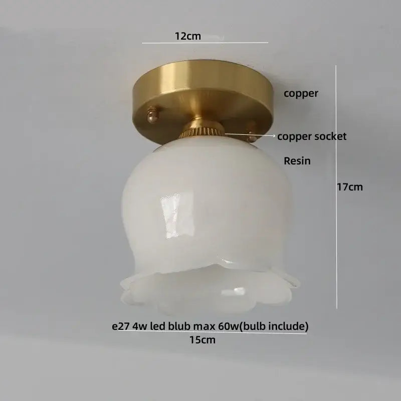 Modern nordic gold glass flower led ceiling lights for bedroom