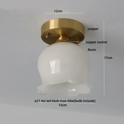 Modern nordic gold glass flower led ceiling lights for bedroom