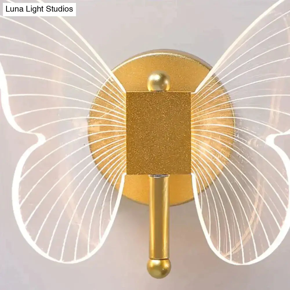 Modern nordic gold led butterfly wall lamp for bedroom