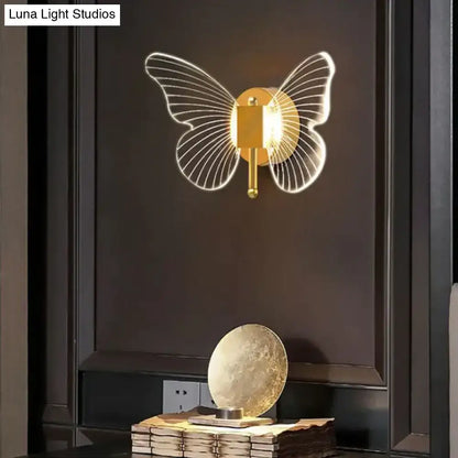 Modern nordic gold led butterfly wall lamp for bedroom
