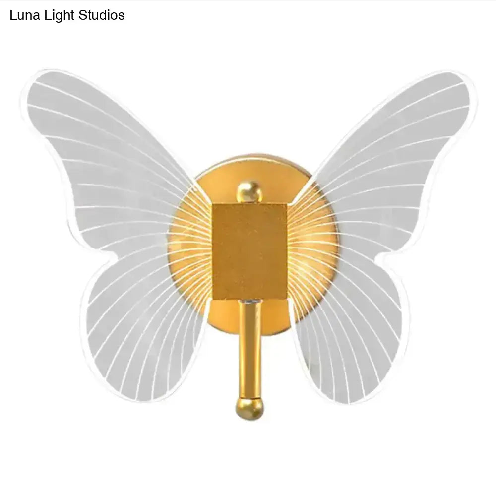 Modern nordic gold led butterfly wall lamp for bedroom
