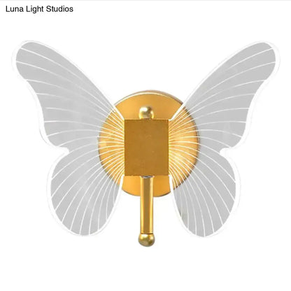 Modern nordic gold led butterfly wall lamp for bedroom