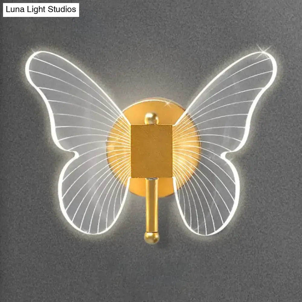 Modern nordic gold led butterfly wall lamp for bedroom