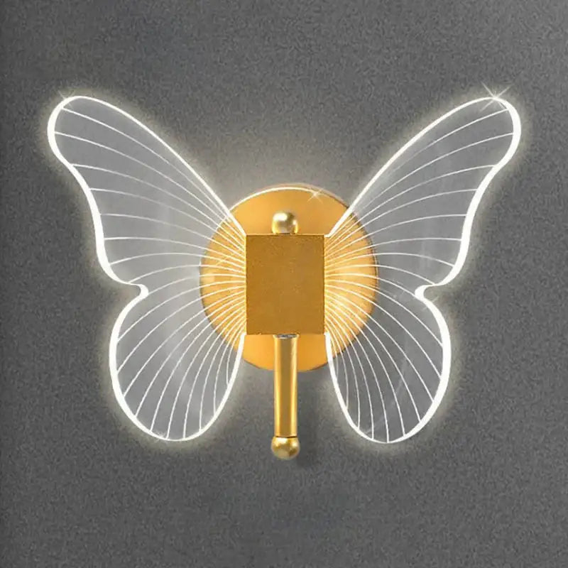 Modern nordic gold led butterfly wall lamp for bedroom