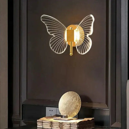 Modern nordic gold led butterfly wall lamp for bedroom